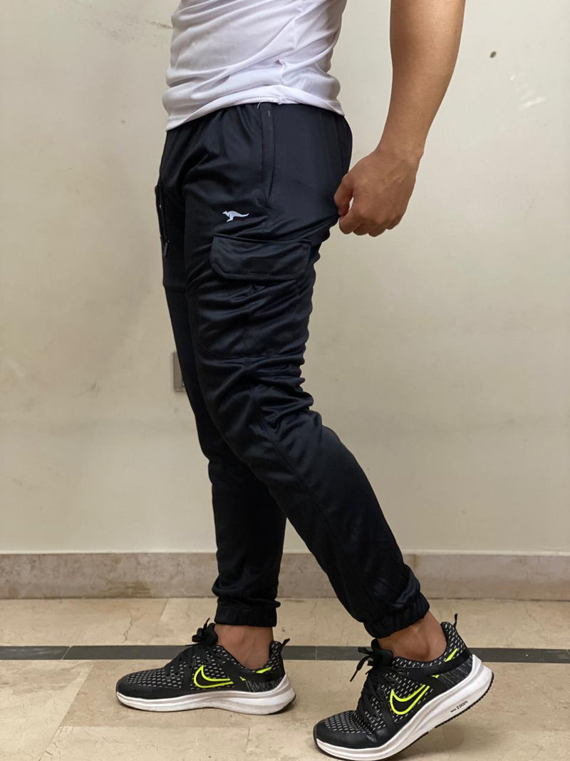 ALESMA BRANDED BLACK CARGO TROUSER