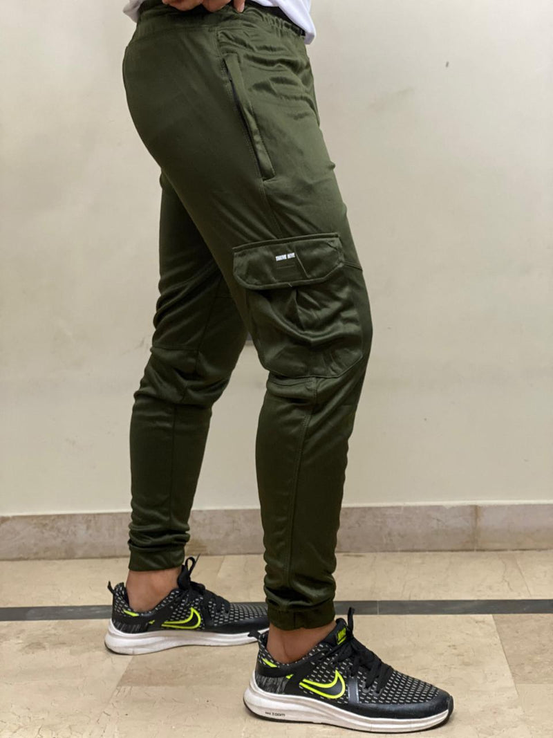 ALESMA BRANDED OLIVE GREEN CARGO TROUSER