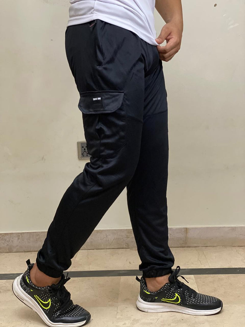 ALESMA BRANDED BLACK CARGO TROUSER